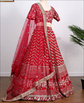Red Colored Sequence Embroidery Work Georgette Lehenga Choli